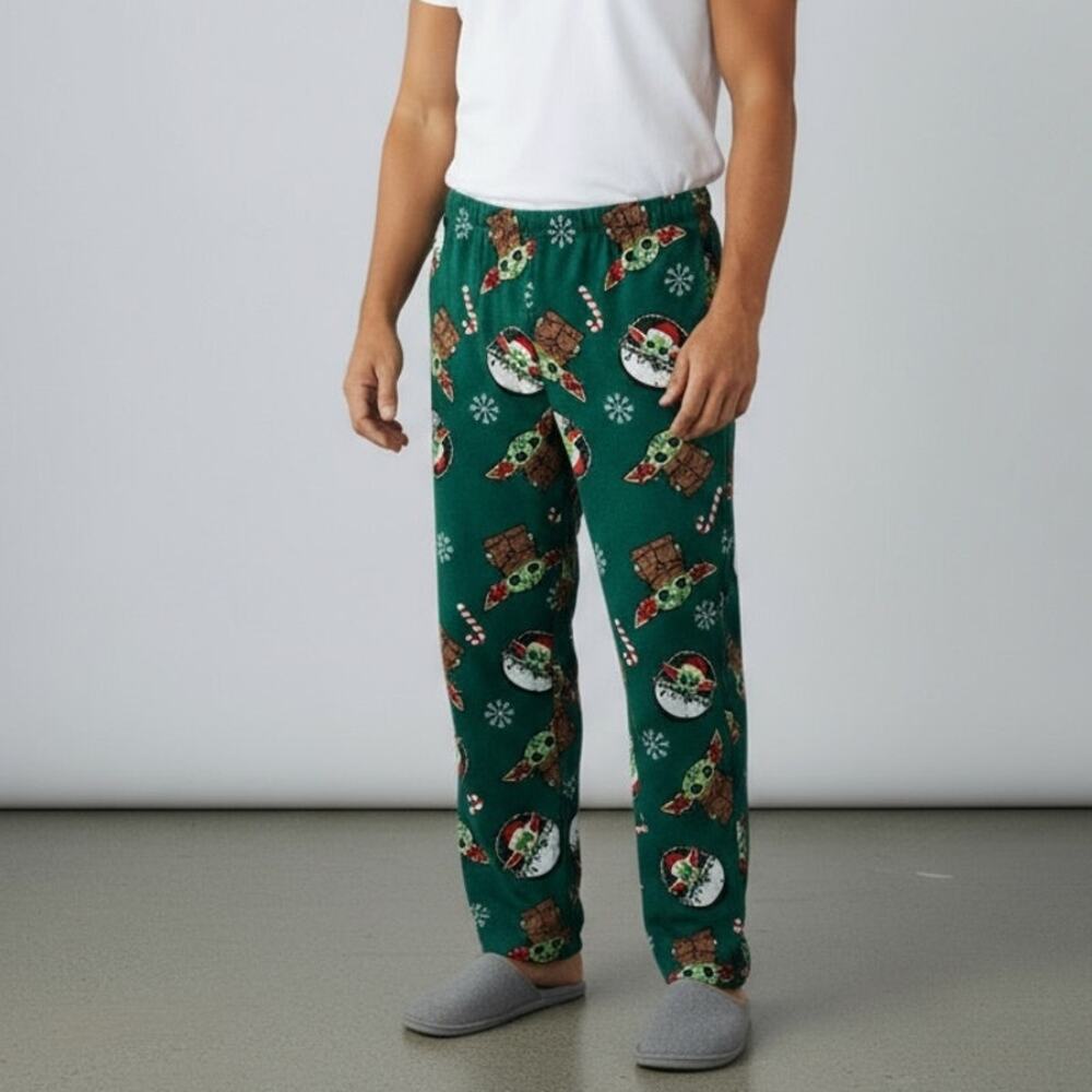 Star Wars Mandalorian Grogu Christmas Pajama Pants NWT Men's Sz XXL Green Cozy